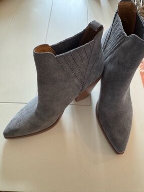 Marc Fisher Gray Suede Pointed Toe Ankle Booties